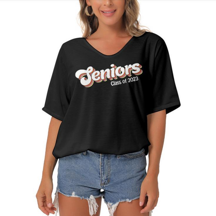 Class Of 2023 Senior 2023 Graduation Or First Day Of School  Women's Bat Sleeves V-Neck Blouse