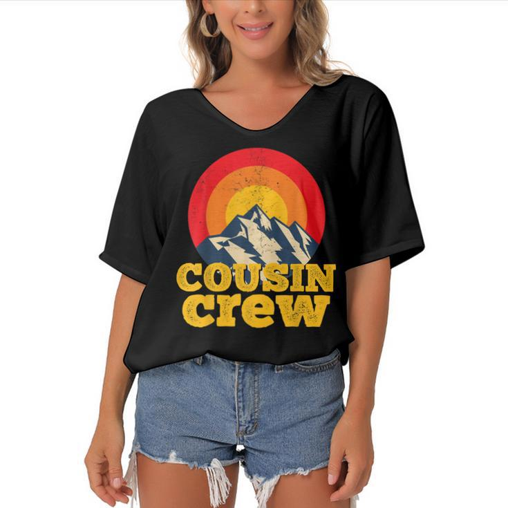 Cousin Crew Kids Matching  Camping Group Cousin Squad  Women's Bat Sleeves V-Neck Blouse