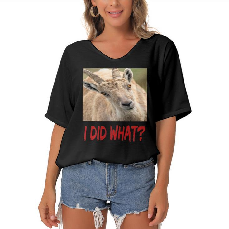 Funny Horned Scapegoat Tee I Did What Women's Bat Sleeves V-Neck Blouse