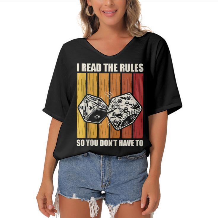 Funny I Read The Rules Board Game Night Board Game Night  Women's Bat Sleeves V-Neck Blouse