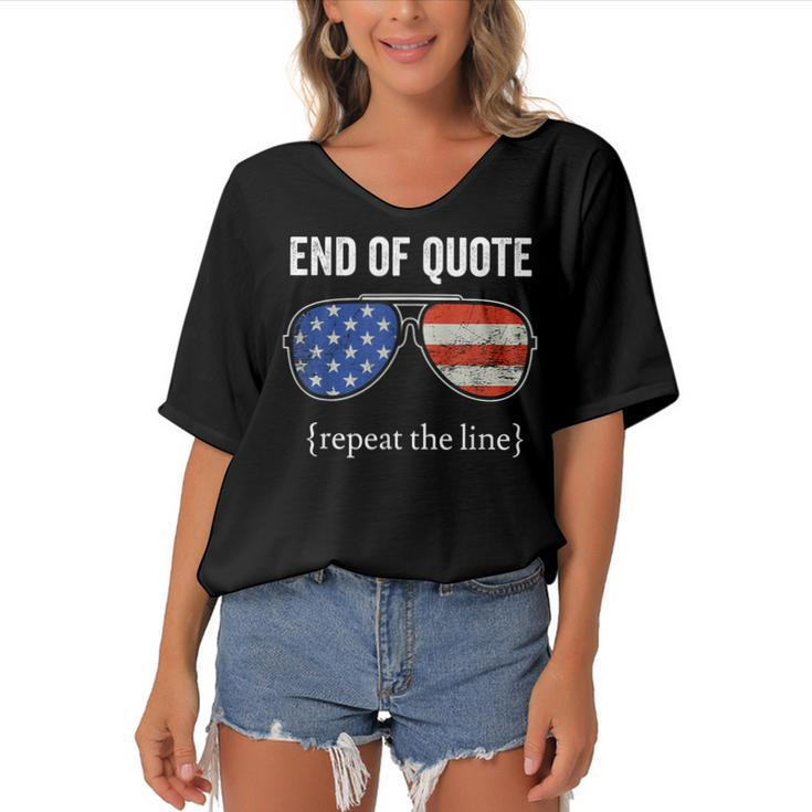 Funny Joe Biden End Of Quote Repeat The Line  V2 Women's Bat Sleeves V-Neck Blouse