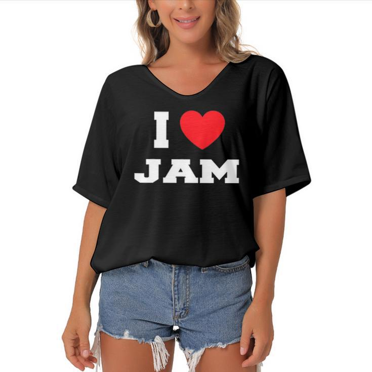 I Love Jam I Heart Jam Women's Bat Sleeves V-Neck Blouse