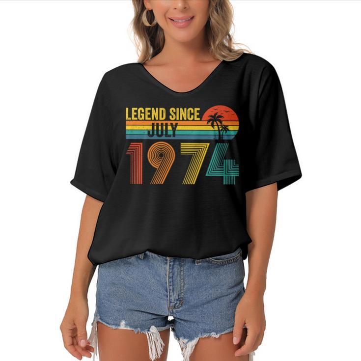 Legend Since July 1974 48Th Gifts Birthday 48 Years Old   Women's Bat Sleeves V-Neck Blouse