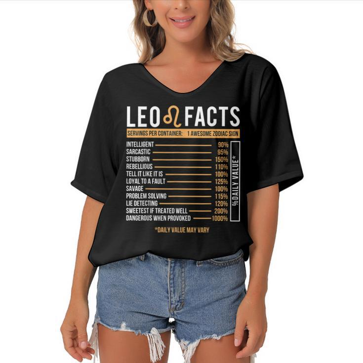 Leo Facts Zodiac Sign Astrology Birthday Horoscope Women's Bat Sleeves V-Neck Blouse
