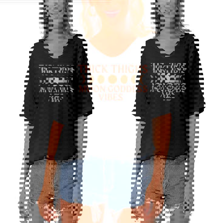 Tarot Card Aesthetic Witchy Celestial Stay Wild Moon Child  Women's Bat Sleeves V-Neck Blouse