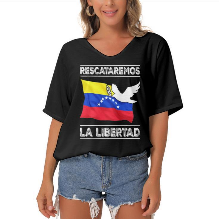 Venezuela Freedom Democracy Guaido La Libertad Women's Bat Sleeves V-Neck Blouse