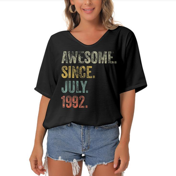 Vintage 1992 30Th Birthday Awesome Since July 1992  Women's Bat Sleeves V-Neck Blouse