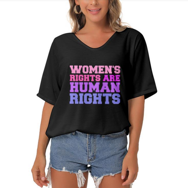 Womens Rights Are Human Rights Feminist Pro Choice Women's Bat Sleeves V-Neck Blouse