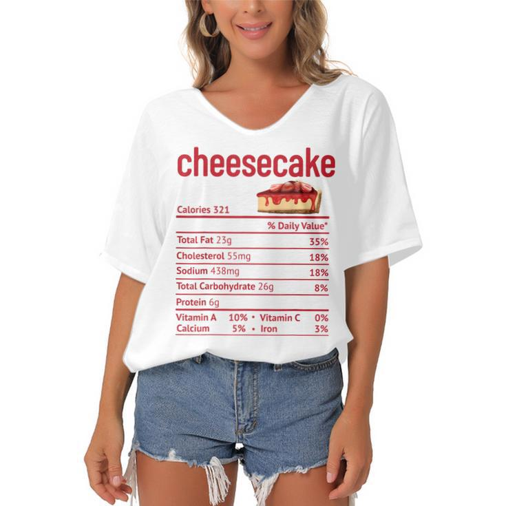 Cheesecake Nutrition Facts Funny Thanksgiving Christmas  V3 Women's Bat Sleeves V-Neck Blouse