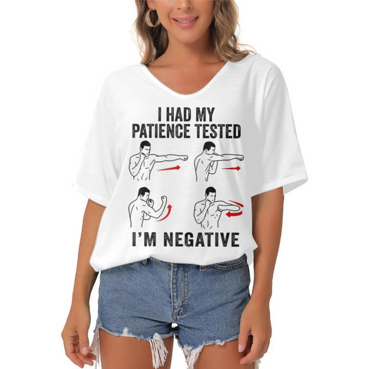 I Had My Patience Tested Im Negative Coworker Funny Sarcasm  Women's Bat Sleeves V-Neck Blouse