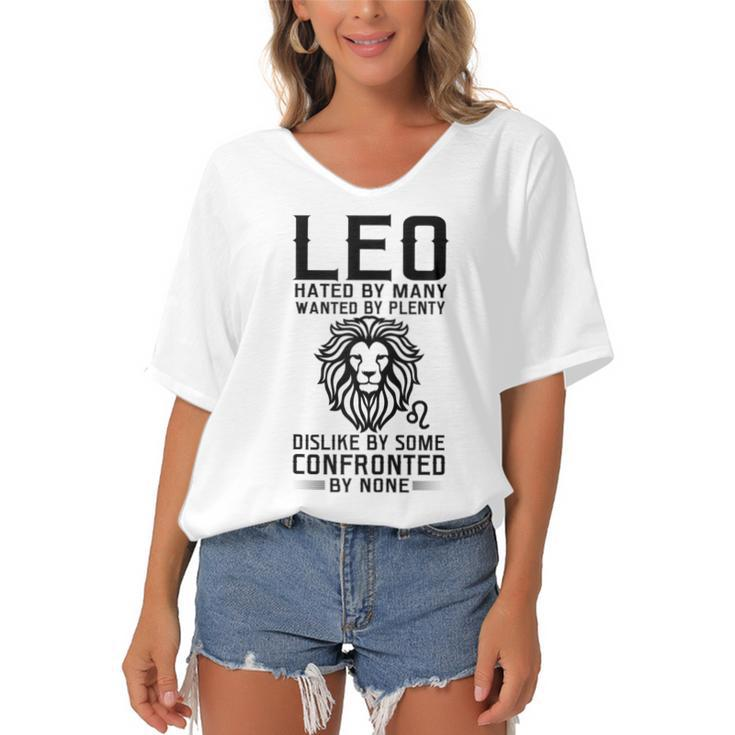 Lion Graphic Art July August Birthday Gifts Leo Zodiac Sign  Women's Bat Sleeves V-Neck Blouse