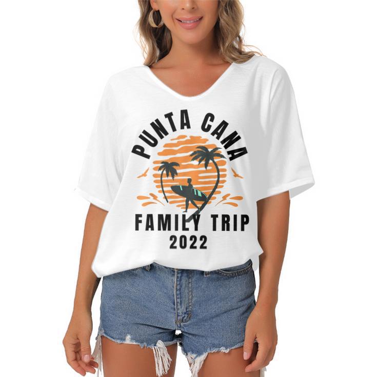 Punta Cana Family Vacation 2022 Matching Dominican Republic  V3 Women's Bat Sleeves V-Neck Blouse