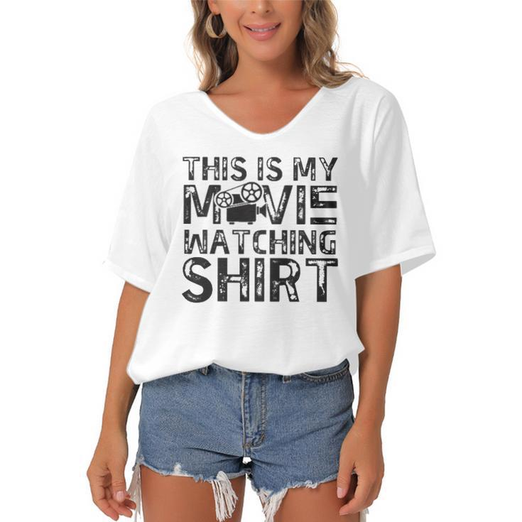 This Is My Movie Watching  Family Moving Night Women's Bat Sleeves V-Neck Blouse