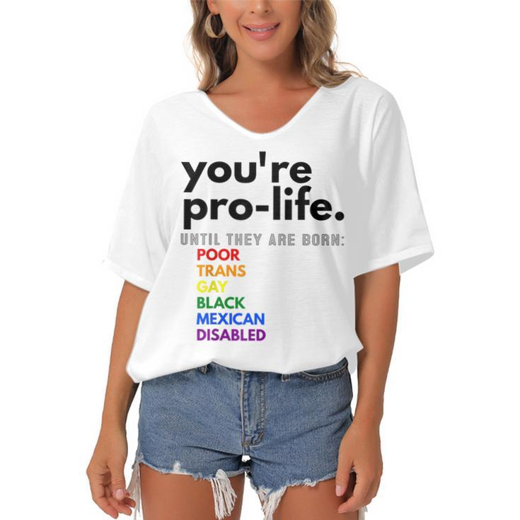 Youre Prolife Until They Are Born Poor Trans Gay Black  Women's Bat Sleeves V-Neck Blouse