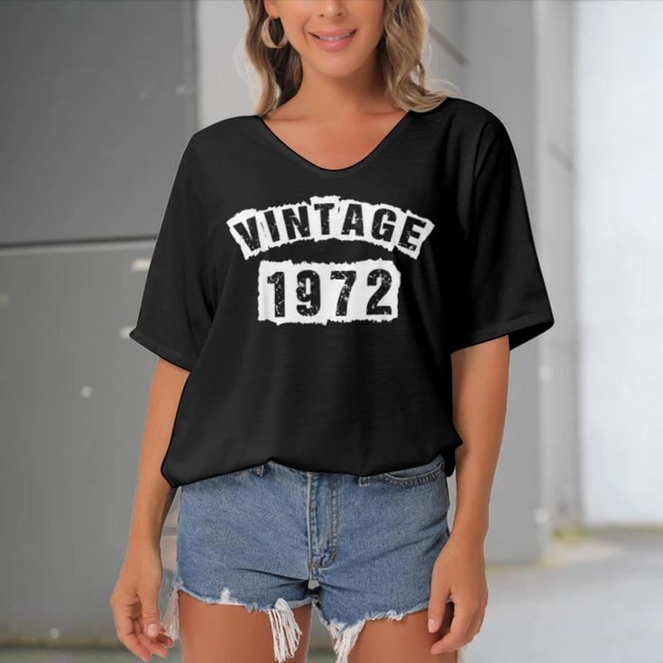 Born In 1972 50 Years Old Made In 1972 50Th Birthday Women's Bat Sleeves V-Neck Blouse
