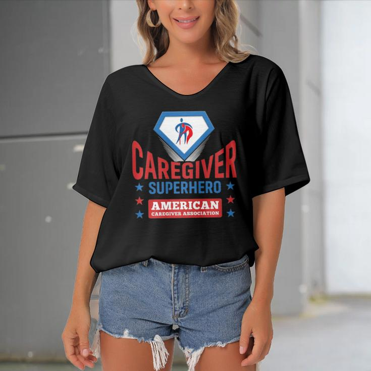 Caregiver Superhero Official Aca Apparel Women's Bat Sleeves V-Neck Blouse