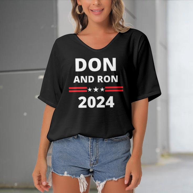 Don And Ron 2024 &8211 Make America Florida Republican Election Women's Bat Sleeves V-Neck Blouse