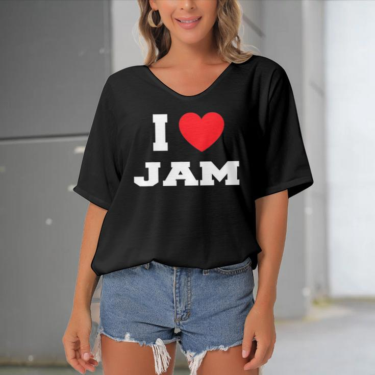 I Love Jam I Heart Jam Women's Bat Sleeves V-Neck Blouse
