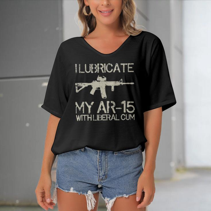 I Lubricate My Ar-15 With Liberal CUM Women's Bat Sleeves V-Neck Blouse