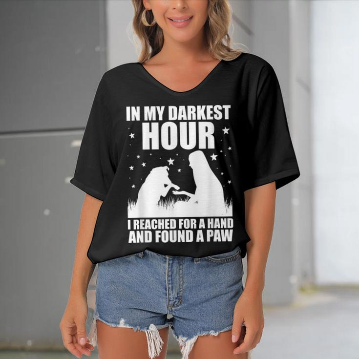 In My Darkest Hour I Reached For A Hand And Found A Paw Women's Bat Sleeves V-Neck Blouse