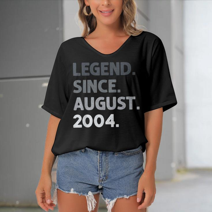 Legend Since August 2004 18 Years Old 18Th Birthday  Women's Bat Sleeves V-Neck Blouse