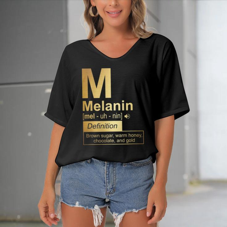 Melanin Brown Sugar Warm Honey Chocolate Black Gold Women's Bat Sleeves V-Neck Blouse