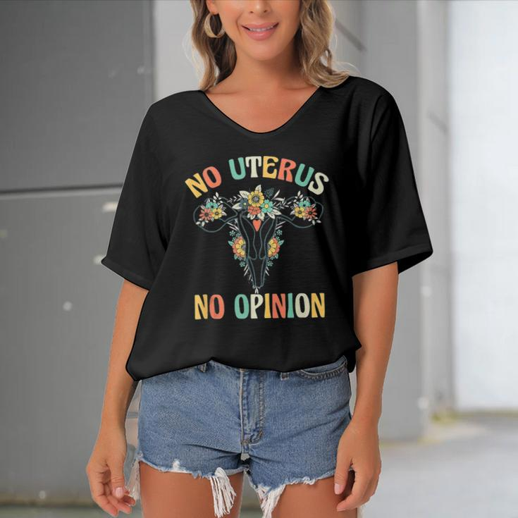 No Uterus No Opinion My Body Choice Mind Your Own Uterus Women's Bat Sleeves V-Neck Blouse