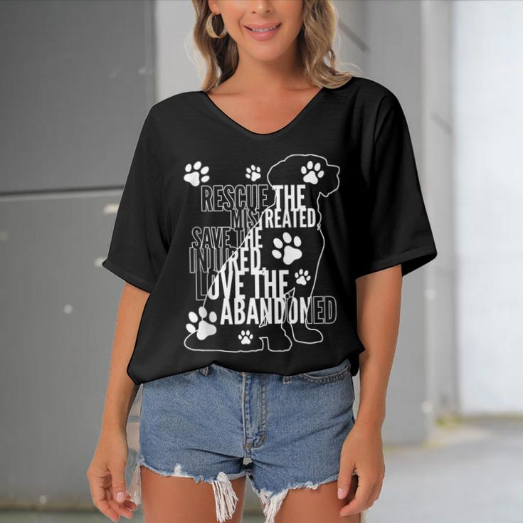 Rescue Save Love - Cute Animal Rescue Dog Cat Lovers Women's Bat Sleeves V-Neck Blouse