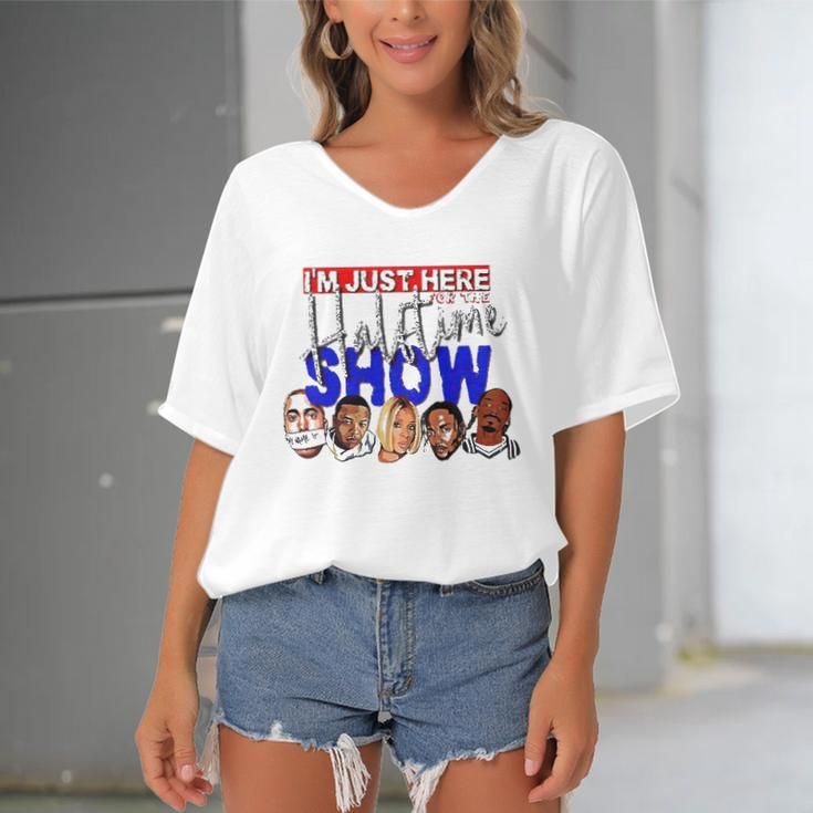I&8217M Just Here For The Halftime Show Women's Bat Sleeves V-Neck Blouse