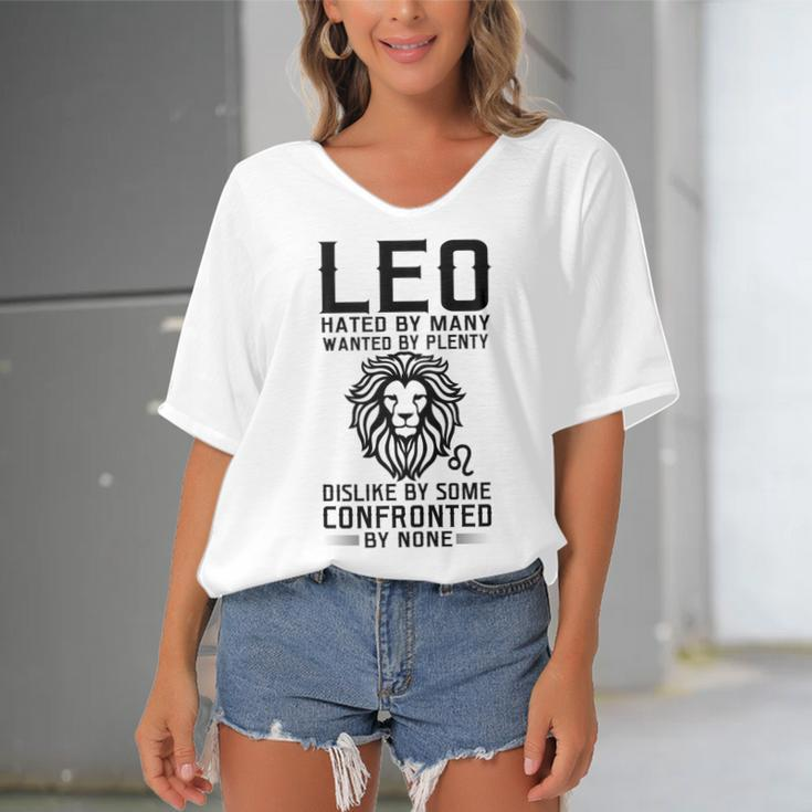 Lion Graphic Art July August Birthday Gifts Leo Zodiac Sign Women's Bat Sleeves V-Neck Blouse