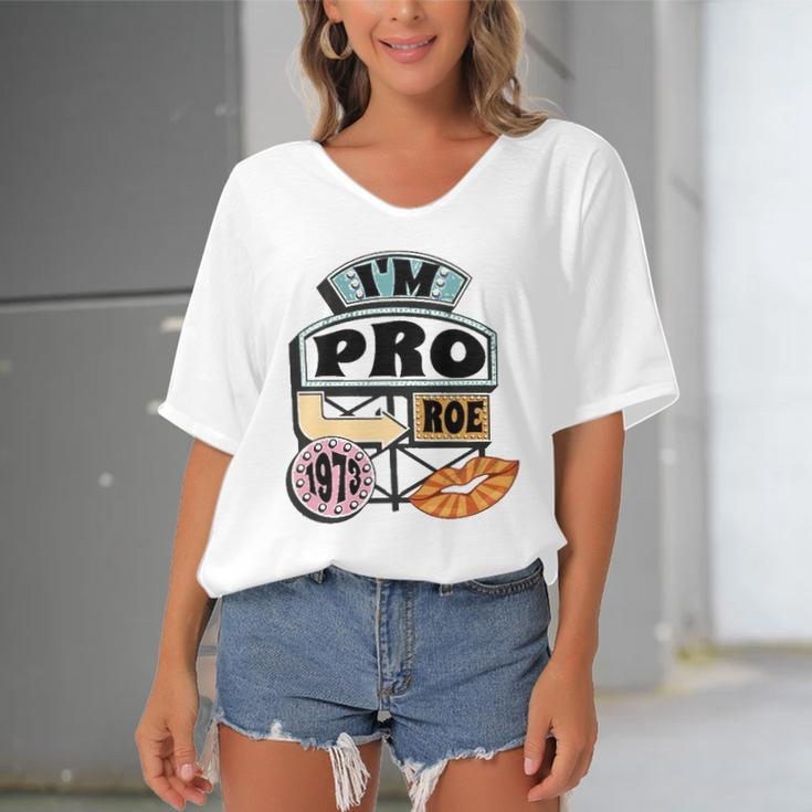 Reproductive Rights Pro Roe Pro Choice Mind Your Own Uterus Retro Women's Bat Sleeves V-Neck Blouse