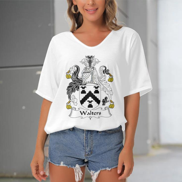 Walters Coat Of Arms &8211 Family Crest Women's Bat Sleeves V-Neck Blouse