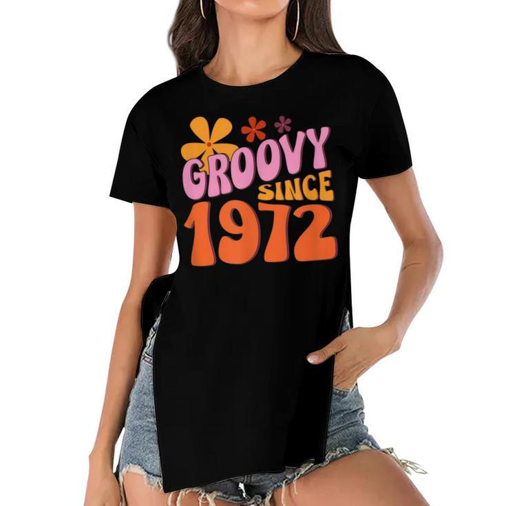 50Th Birthday Groovy Since 1972  Women's Short Sleeves T-shirt With Hem Split