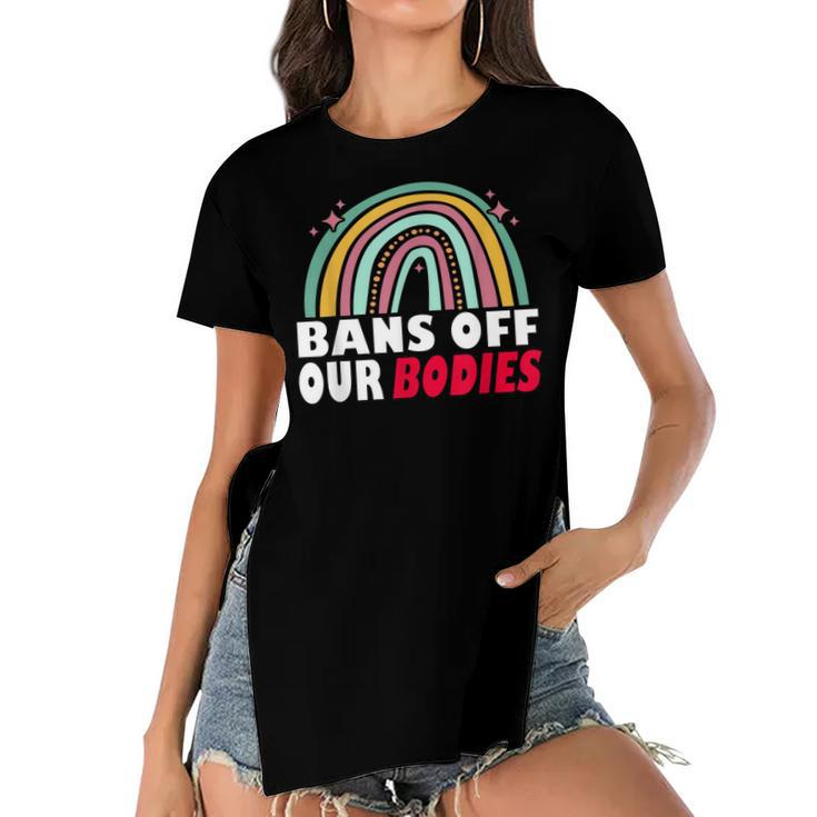 Bans Off Our Bodies Pro Choice Abortion Feminist Retro  Women's Short Sleeves T-shirt With Hem Split