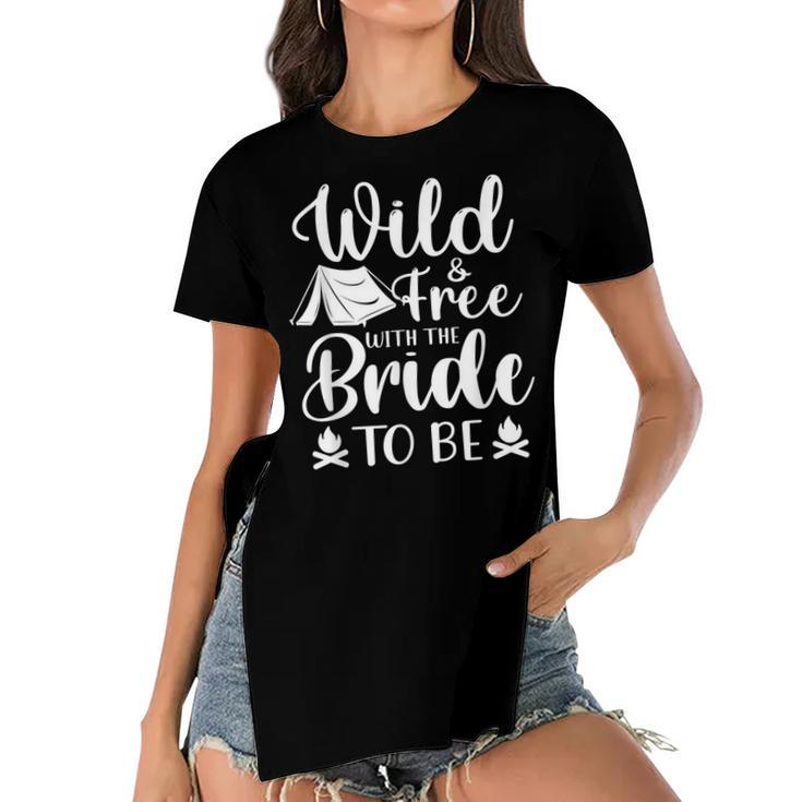 Bride Funny Bachelorette Party Camping  Bridal Wedding  V2 Women's Short Sleeves T-shirt With Hem Split
