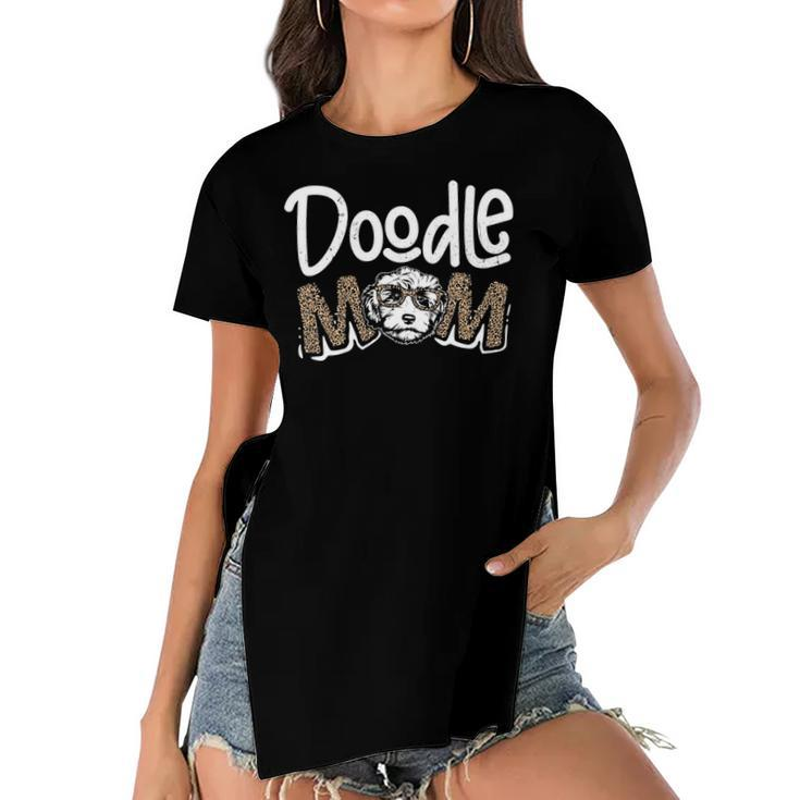 Doodle Mom Leopard Goldendoodle Mothers Day Mom Women Gifts Women's Short Sleeves T-shirt With Hem Split