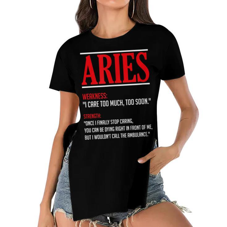 Funny Aries Facts Saying Astrology Horoscope Birthday  Women's Short Sleeves T-shirt With Hem Split
