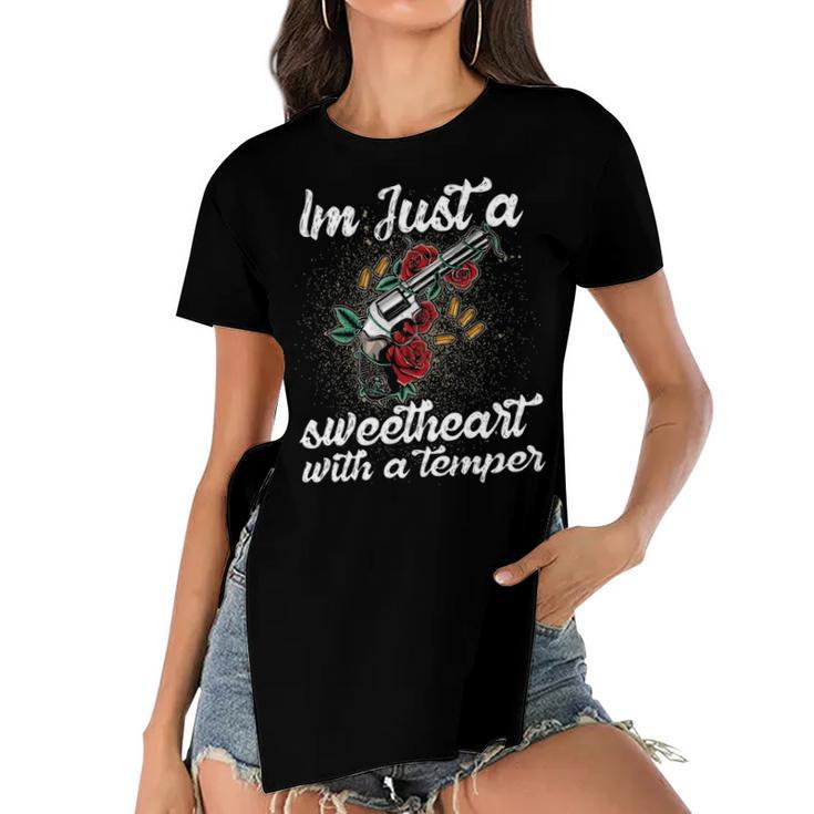 Im Just A Sweetheart Women's Short Sleeves T-shirt With Hem Split