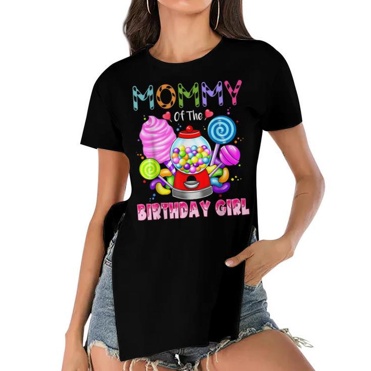 Mommy Of The Birthday Girl Candyland Candy Birthday Party  Women's Short Sleeves T-shirt With Hem Split