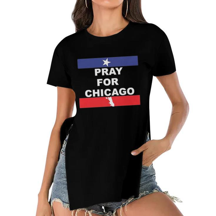 Nice Pray For Chicago Chicao Shooting Women's Short Sleeves T-shirt With Hem Split