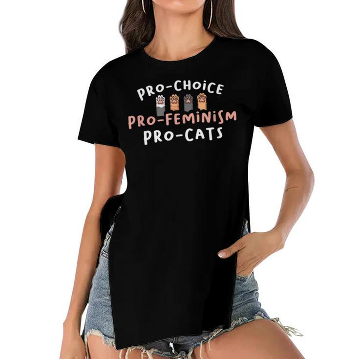 Pro Choice Pro Feminism Pro Cat For A Feminist Feminism  Women's Short Sleeves T-shirt With Hem Split