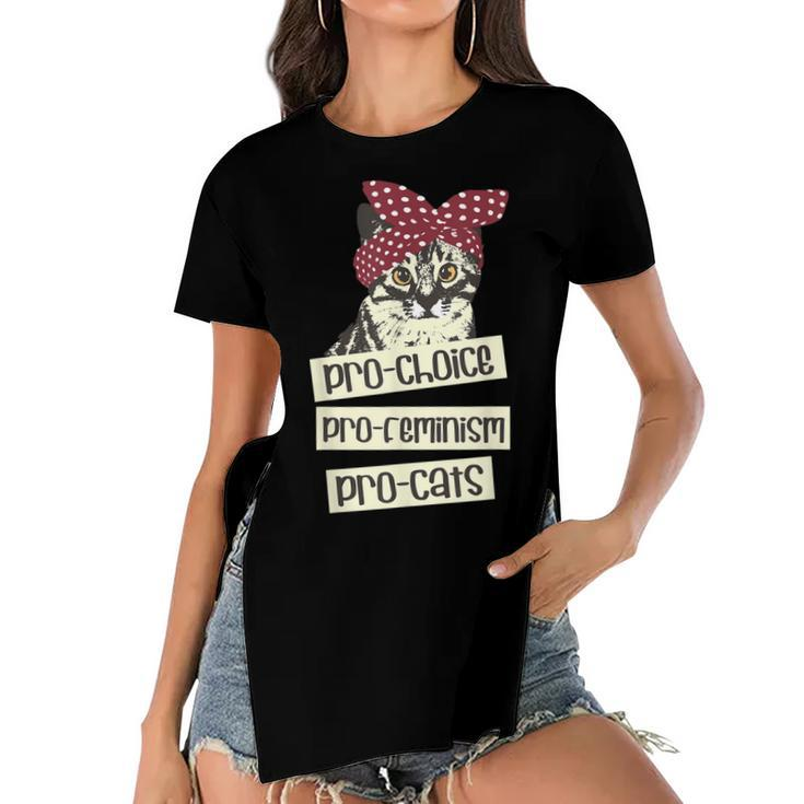 Pro Choice Pro Feminism Pro Cats Feminism Feminist  V2 Women's Short Sleeves T-shirt With Hem Split