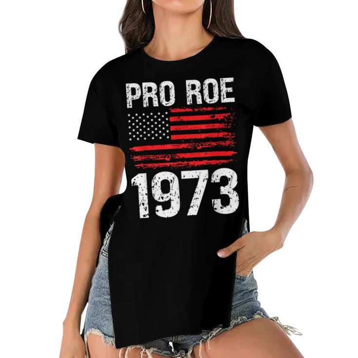 Pro Roe 1973 Reproductive Rights America Usa Flag Distressed  Women's Short Sleeves T-shirt With Hem Split