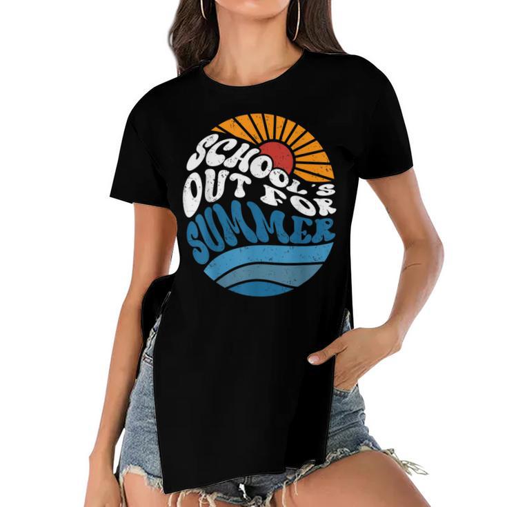 Schools Out For Summer Last Day Of School Kids Teachers  Women's Short Sleeves T-shirt With Hem Split