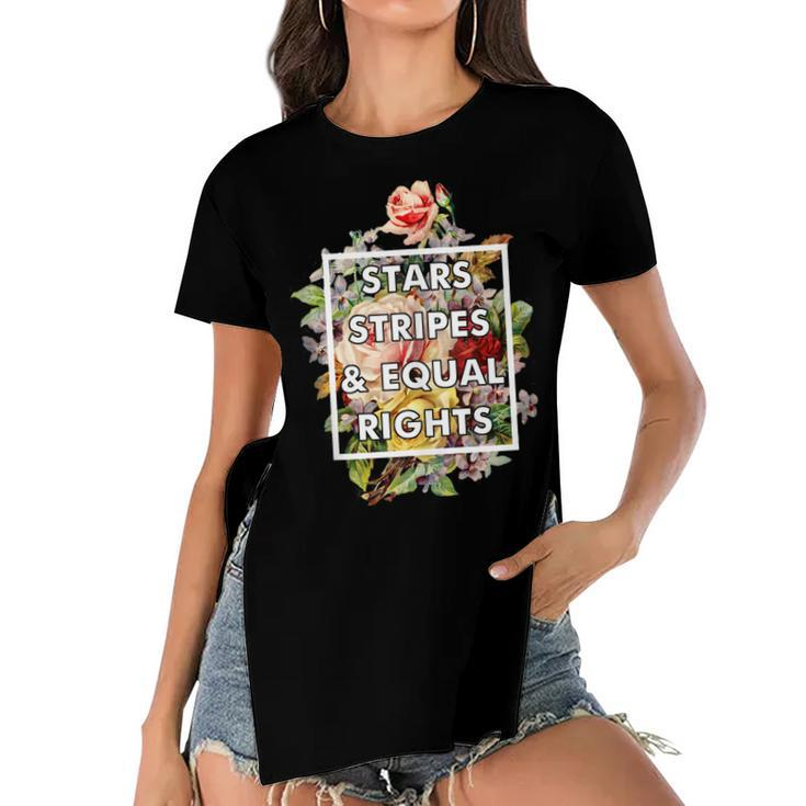 Stars Stripes And Equal Rights 4Th Of July Womens Rights  Women's Short Sleeves T-shirt With Hem Split