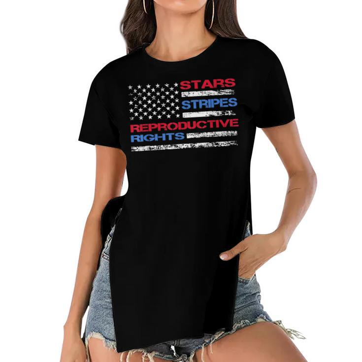 Stars Stripes & Reproductive Rights 4Th Of July Equal Rights  Women's Short Sleeves T-shirt With Hem Split