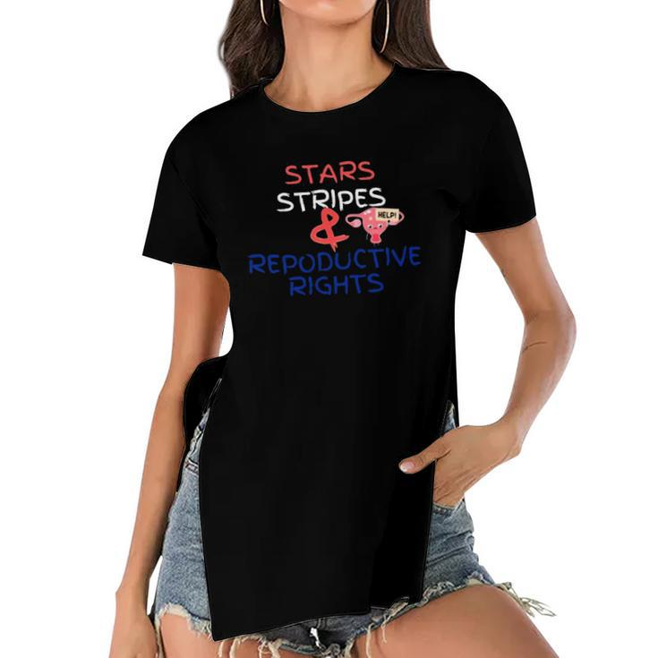 Stars Stripes And Reproductive Rights Roe V Wade Overturn Fight For Women&8217S Rights Women's Short Sleeves T-shirt With Hem Split