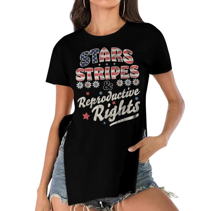 Stars Stripes Reproductive Rights Patriotic 4Th Of July Cute  V3 Women's Short Sleeves T-shirt With Hem Split