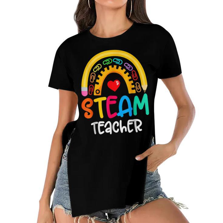 Steam Teacher Squad Team Crew Back To School Stem Special  Women's Short Sleeves T-shirt With Hem Split