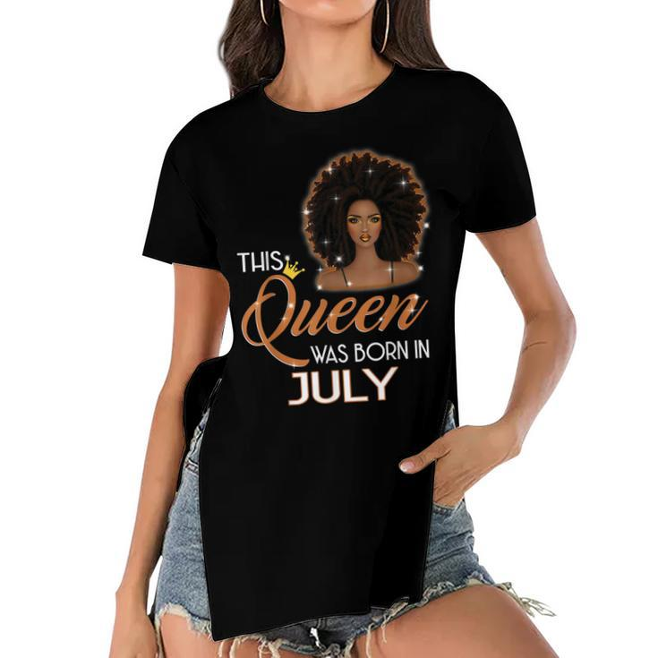 This Queen Was Born In July Birthday For Girl Melanin  Women's Short Sleeves T-shirt With Hem Split